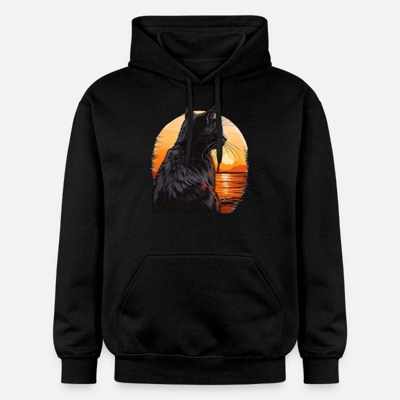 COUCHER DE SOLEIL CHAT - Sweat à capuche Softstyle® Gildan Unisexe - noir