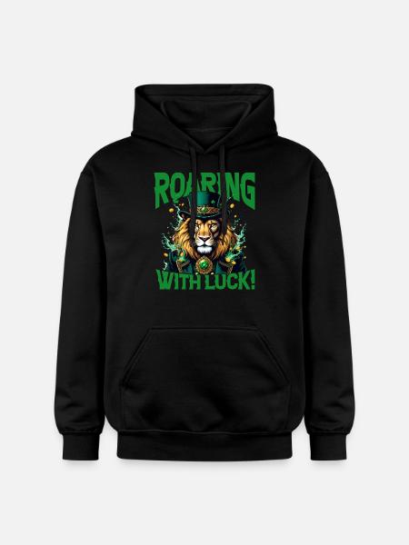 Roaring with Luck - Gildan Unisex Softstyle® Midweight Hoodie - black