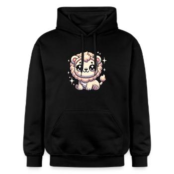 Super Cute Kawaii Baby Lion - Gildan Unisex Softstyle® Midweight Hoodie - Schwarz - Vorne - Marisol (170cm) & Nik (191cm)
