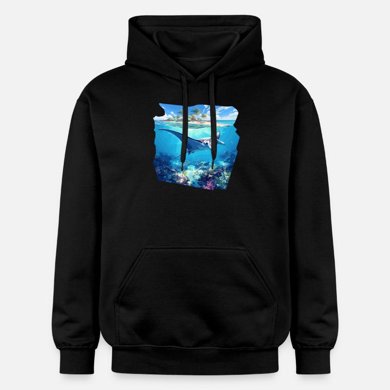 Raies manta Raies manta - Sweat à capuche Softstyle® Gildan Unisexe - noir