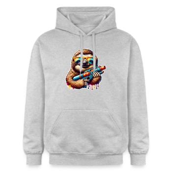 Faultier Wasserpistole - Gildan Unisex Softstyle® Midweight Hoodie - Hellgrau meliert - Vorne - Liana (172cm) & Jaron (178cm)