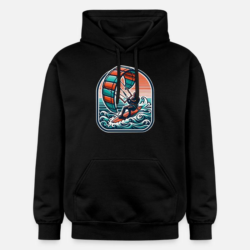 Kitesurf Kitesurfer Kiteboard - Sweat à capuche Softstyle® Gildan Unisexe - noir