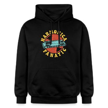 drôle d’harmoniciste fanatique harmonica - Sweat à capuche Softstyle® Gildan Unisexe - noir - Devant - Marisol (170cm) & Nik (191cm)