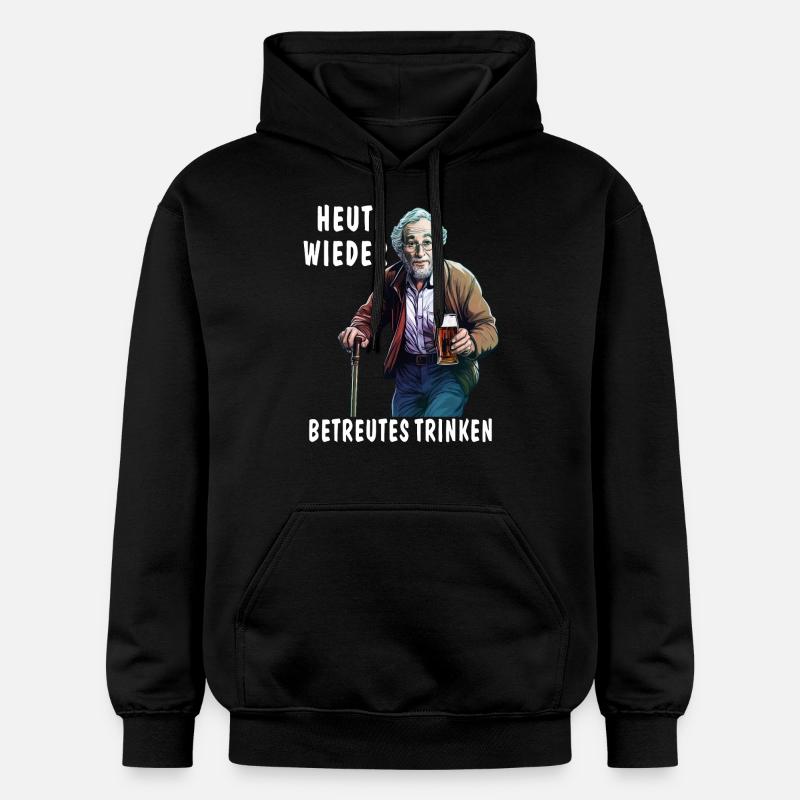 MAN TODAY AGAIN SUPERVISED DRINKING - Gildan Unisex Softstyle® Midweight Hoodie - black