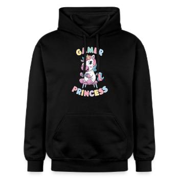 Unicorn Gamer Princess Legesyg Og Fantastisk - Gildan Softstyle® Midweight unisex-hoodie - sort - Foran - Marisol (170cm) & Nik (191cm)