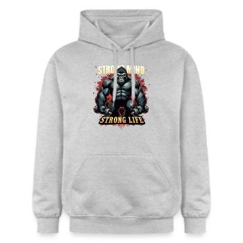 Strong Mind Strong Life Fitness Sportsman Gym - Gildan Unisex Softstyle® Midweight Hoodie - light heather grey - Front - Liana (172cm) & Jaron (178cm)