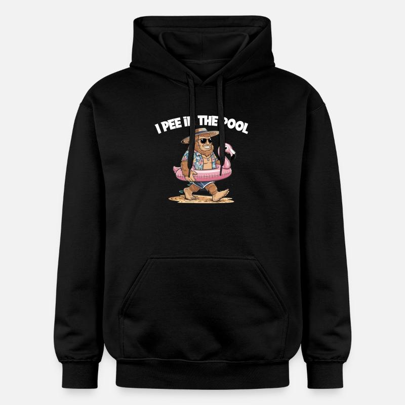 Piscine Drôle Bigfoot Été - Sweat à capuche Softstyle® Gildan Unisexe - noir