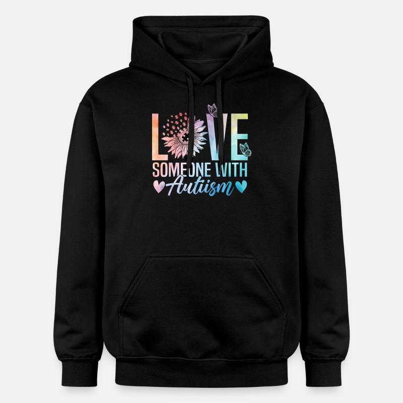 Aimer quelqu’un avec l’autisme - Sweat à capuche Softstyle® Gildan Unisexe - noir