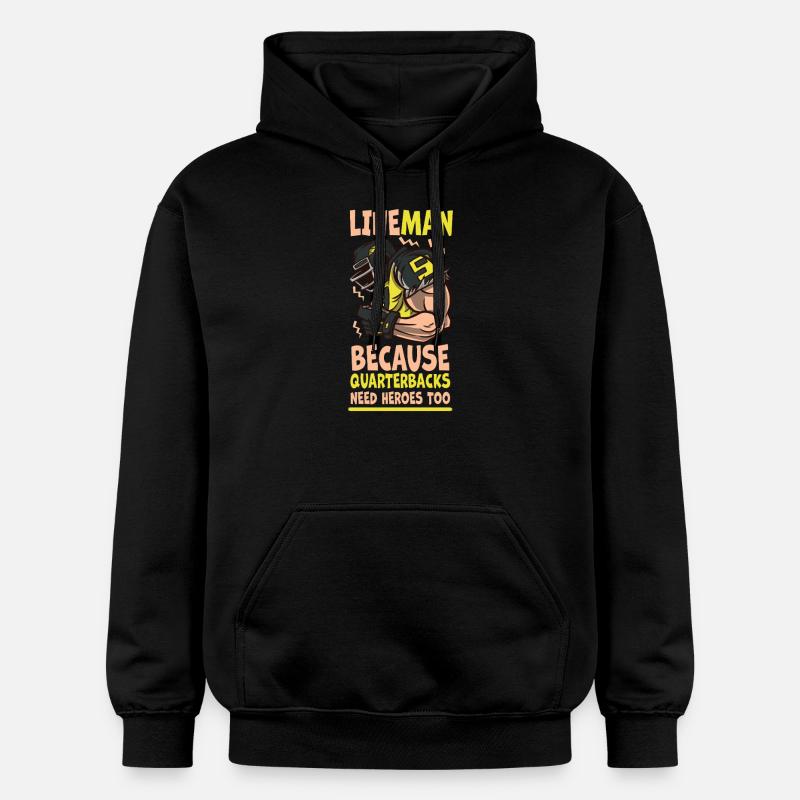 Lineman, weil Quarterbacks Helden brauchen - Gildan Unisex Softstyle® Midweight Hoodie - Schwarz