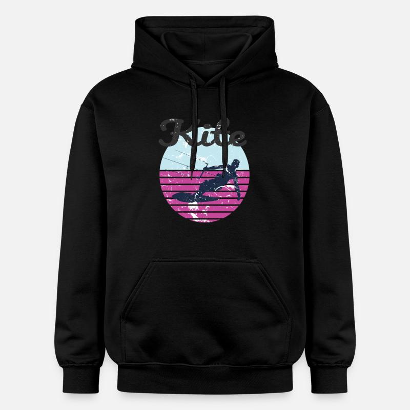 Ambiance d’aventure de kitesurf rétro - Sweat à capuche Softstyle® Gildan Unisexe - noir