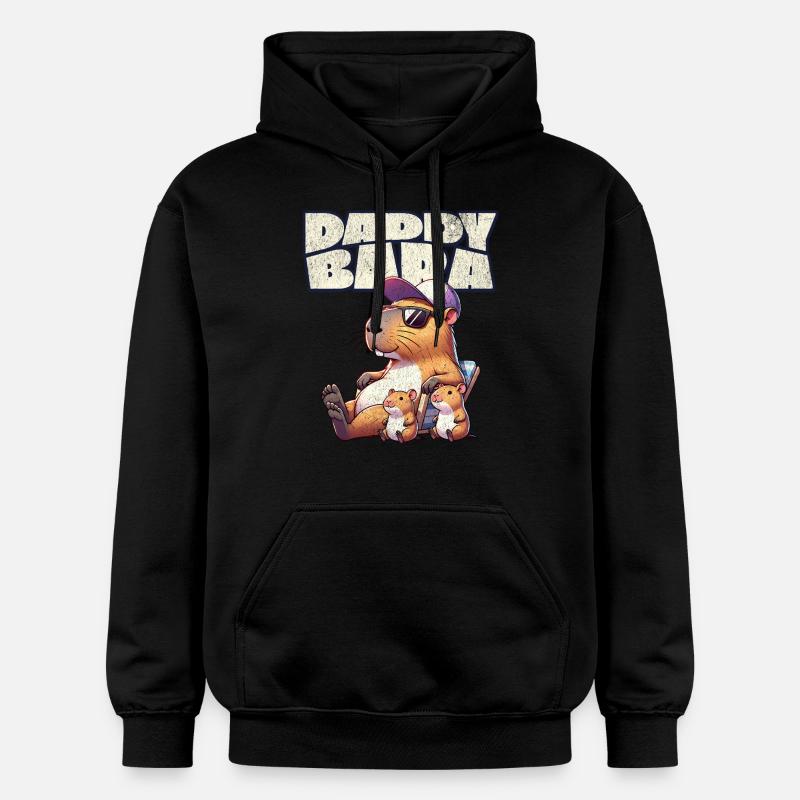 Daddybara Capybara Father Dad - Gildan Unisex Softstyle® Midweight Hoodie - black