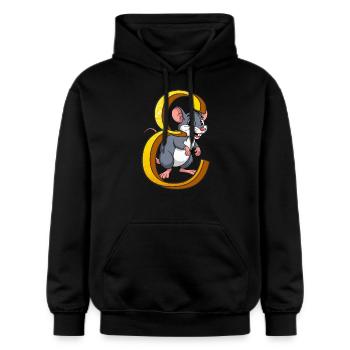 BUCHSTABE E - Gildan Unisex Softstyle® Midweight Hoodie - Schwarz - Vorne - Marisol (170cm) & Nik (191cm)