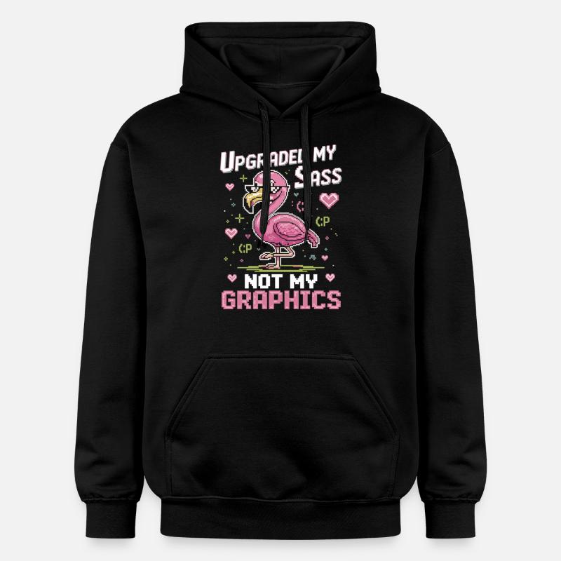 Flamant rose pixel avec attitude - Sweat à capuche Softstyle® Gildan Unisexe - noir