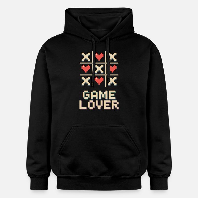 Pixel Heart Tic Tac Toe - Sweat à capuche Softstyle® Gildan Unisexe - noir