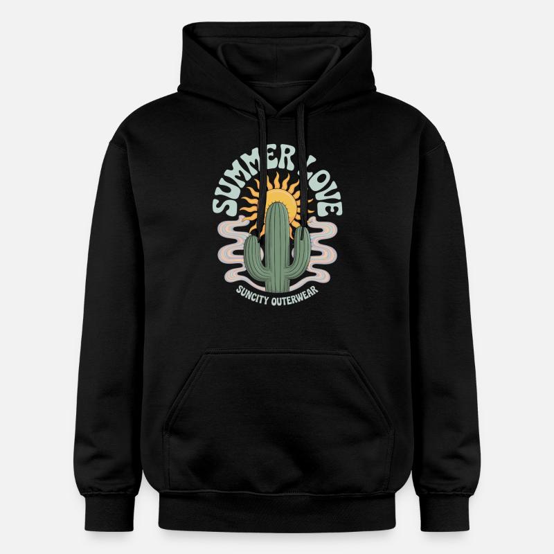 Cactus Sun Style rétro - Sweat à capuche Softstyle® Gildan Unisexe - noir