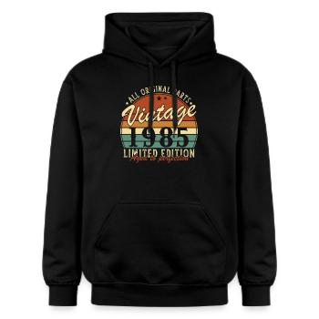 40 Jahre 1985 Vintage Retro Geburtstagsgeschenk - Gildan Unisex Softstyle® Midweight Hoodie - Schwarz - Vorne - Marisol (170cm) & Nik (191cm)