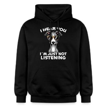 Greyhound Saying, Greyhound Joke, Greyhound Gift - Gildan Unisex Softstyle® Midweight Hoodie - black - Front - Marisol (170cm) & Nik (191cm)