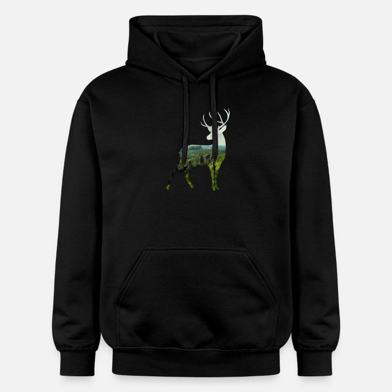 Hirsch Silhoutte - Gildan Unisex Softstyle® Midweight Hoodie - Schwarz
