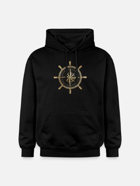 Kompass in Gold - Gildan Unisex Softstyle® Midweight Hoodie - Schwarz