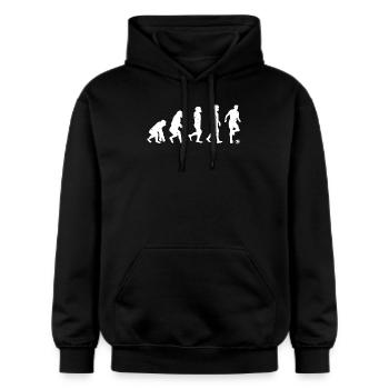 Mankind Evolution Soccer - Evolution Football - Sweat à capuche Softstyle® Gildan Unisexe - noir - Devant - Marisol (170cm) & Nik (191cm)