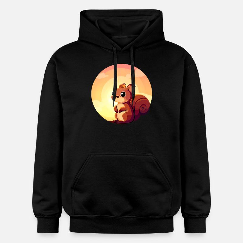 Squirrel Round Sunset Design - Sweat à capuche Softstyle® Gildan Unisexe - noir