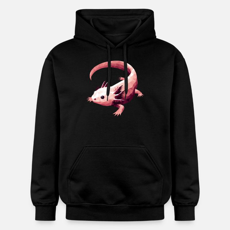 Axolotl polygone amphibien mexicain rose - Sweat à capuche Softstyle® Gildan Unisexe - noir