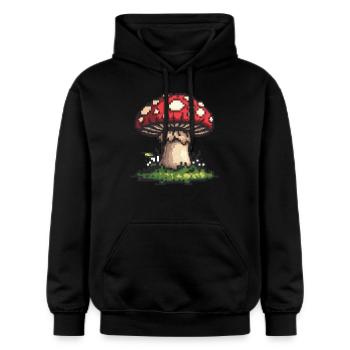 Icône de pixel champignon - Sweat à capuche Softstyle® Gildan Unisexe - noir - Devant - Marisol (170cm) & Nik (191cm)