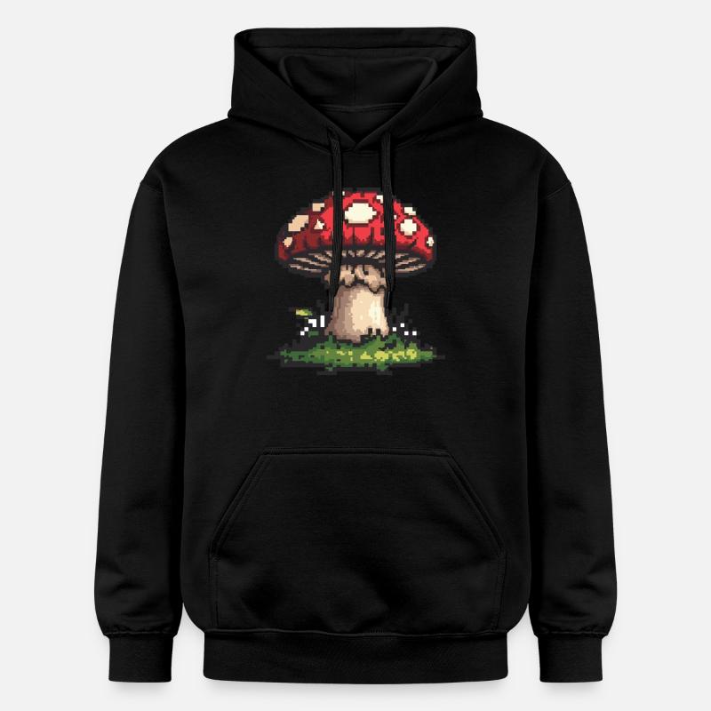 Icône de pixel champignon - Sweat à capuche Softstyle® Gildan Unisexe - noir
