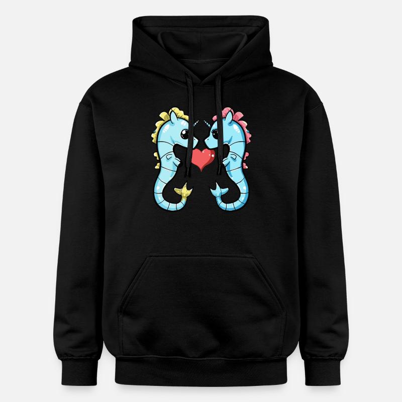 Hippocampe Couple Saint-Valentin - Sweat à capuche Softstyle® Gildan Unisexe - noir