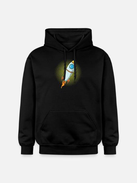 Moon Rocket Spaceship Comic Missile - Gildan Unisex Softstyle® Midweight Hoodie - black