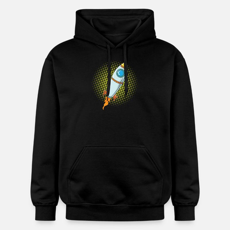 Moon Rocket Spaceship Comic Missile - Sweat à capuche Softstyle® Gildan Unisexe - noir