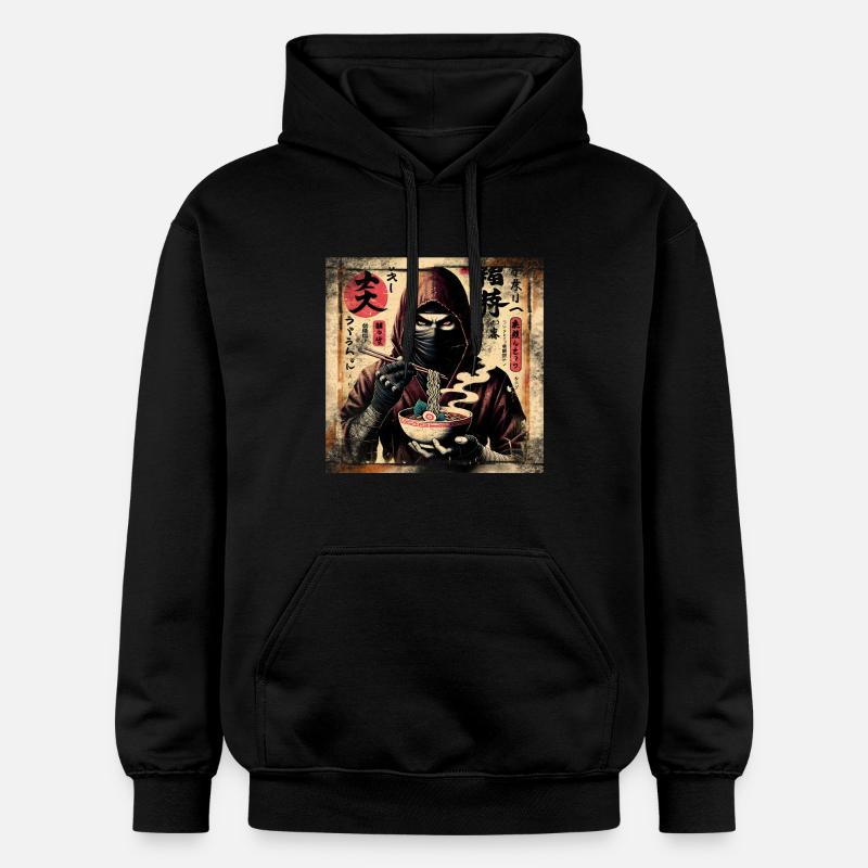 Ramen Ninja Grunge Style d’affiche - Sweat à capuche Softstyle® Gildan Unisexe - noir