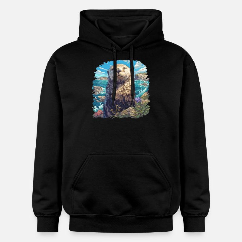 Loutre de mer - Sweat à capuche Softstyle® Gildan Unisexe - noir