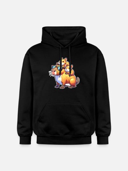 Capybara Dad Son Daughter Kids - Gildan Unisex Softstyle® Midweight Hoodie - black