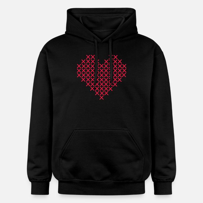 Coeur de point de croix - Sweat à capuche Softstyle® Gildan Unisexe - noir