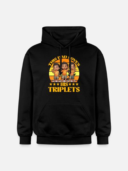 This Dad loves his Triplets - Gildan Unisex Softstyle® Midweight Hoodie - black