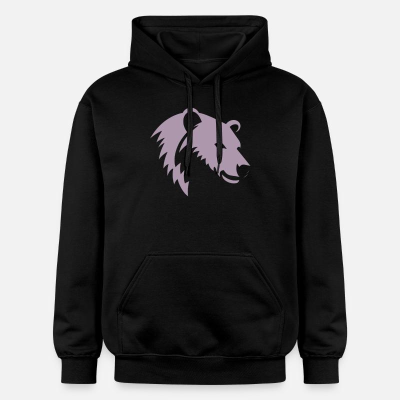 Bär Silhouette eines Eisbärkopfes - Gildan Unisex Softstyle® Midweight Hoodie - Schwarz