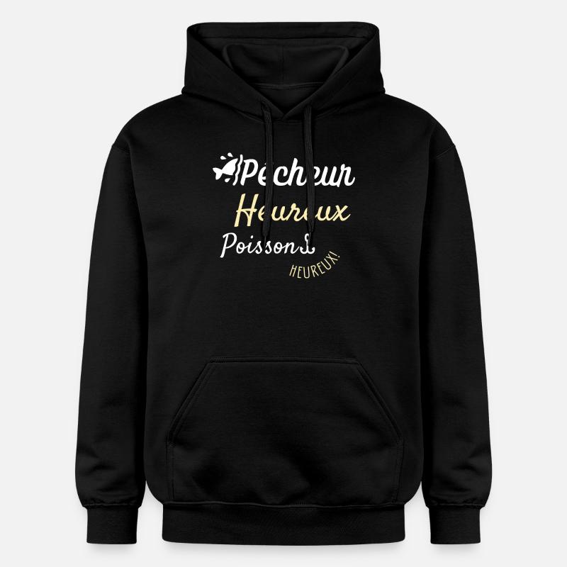 Pêcheur heureux poisson heureux - Sweat à capuche Softstyle® Gildan Unisexe - noir