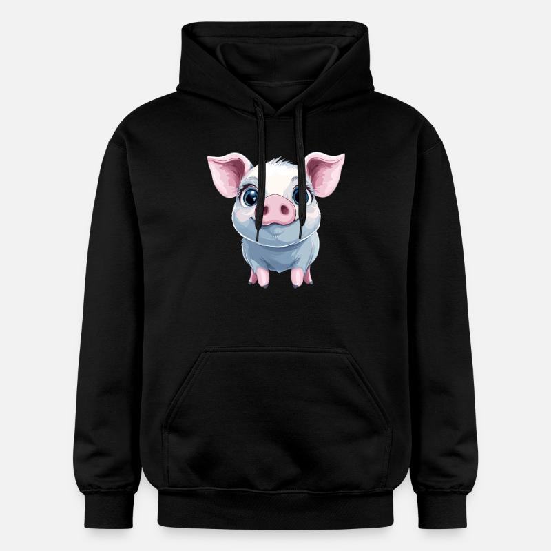 Cochon rose heureux - Sweat à capuche Softstyle® Gildan Unisexe - noir