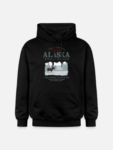 Alaska - Moose - Elch - Gildan Unisex Softstyle® Midweight Hoodie - Schwarz