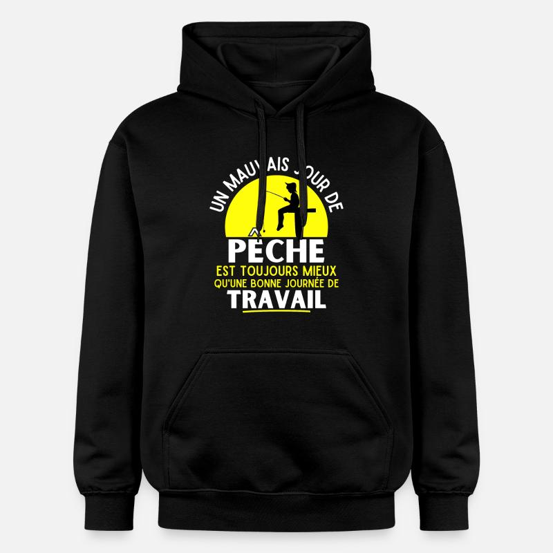 pêche, pêcheur, fan de pêche - Sweat à capuche Softstyle® Gildan Unisexe - noir
