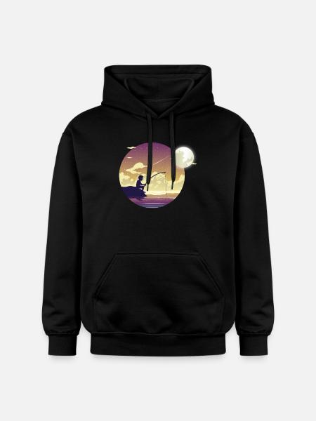 Moonlight fisherman - Gildan Unisex Softstyle® Midweight Hoodie - black