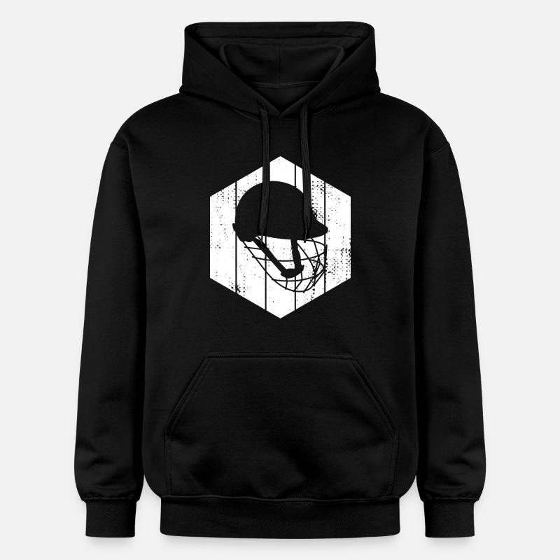 Dessin de casque de cricket - Sweat à capuche Softstyle® Gildan Unisexe - noir