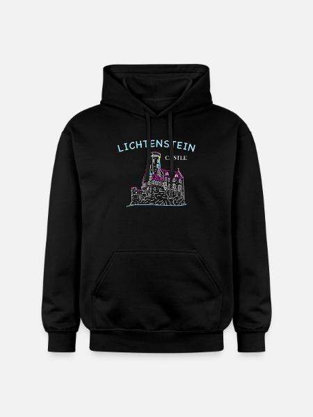 Lichtenstein Castle, Germany, Hand Drawing - Gildan Unisex Softstyle® Midweight Hoodie - black