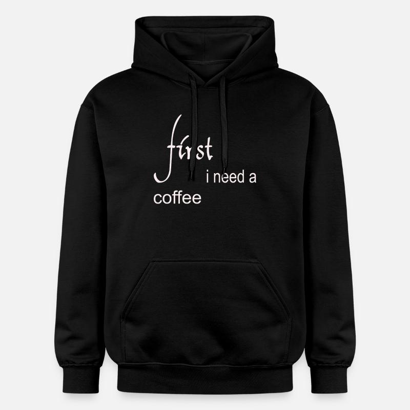 First I Need a Coffee Design - Gildan Unisex Softstyle® Midweight Hoodie - Schwarz
