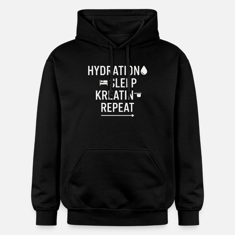 Hydration Sleep Creatine Repeat - Gildan Unisex Softstyle® Midweight Hoodie - black
