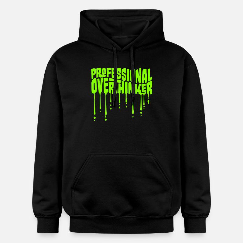 Professional Overthinker Funny Brooding Anxiety Logo - Gildan Unisex Softstyle® Midweight Hoodie - black