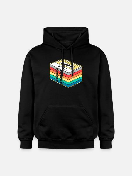 Vibrant Rainbow Kassette - Gildan Unisex Softstyle® Midweight Hoodie - Schwarz