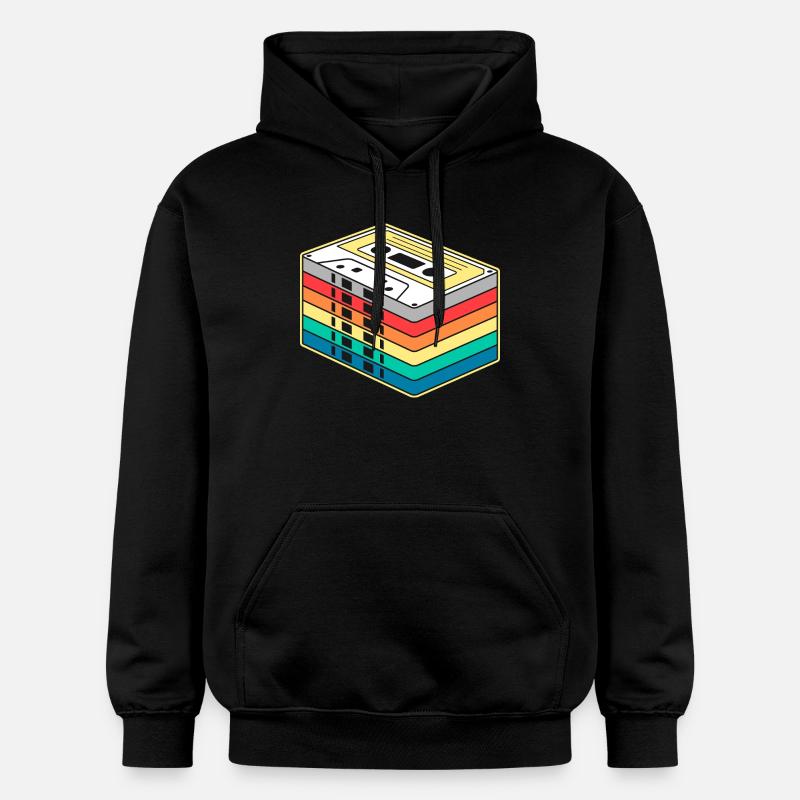 Bande cassette arc-en-ciel vibrante - Sweat à capuche Softstyle® Gildan Unisexe - noir