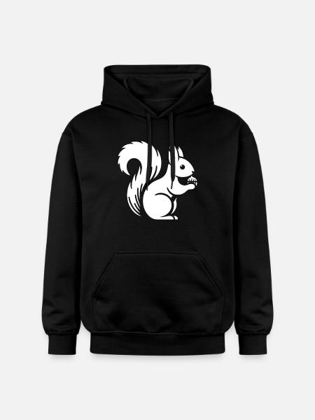 Minimalist Squirrel Silhouette with Nut - Gildan Unisex Softstyle® Midweight Hoodie - black